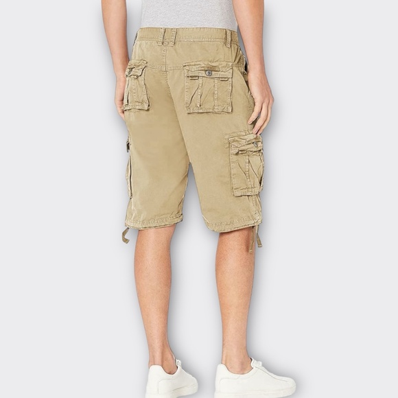 OCHENTA Men Loose Fit Cargo Shorts Pockets Utility Military Casual Khaki Tan 32 - Picture 2 of 9